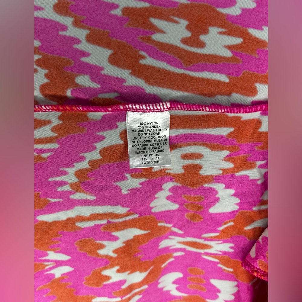Women’s Jude Connally Pink Orange Geometric Sleeveless Midi Dress Designer Large - Picture 4 of 4